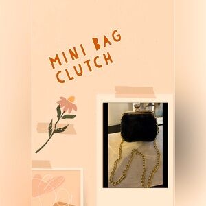 Diamond accented black fur mini bag